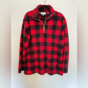 NWOT Black and Red Buffalo Pullover Sherpa ❤️🖤 SO SOFT